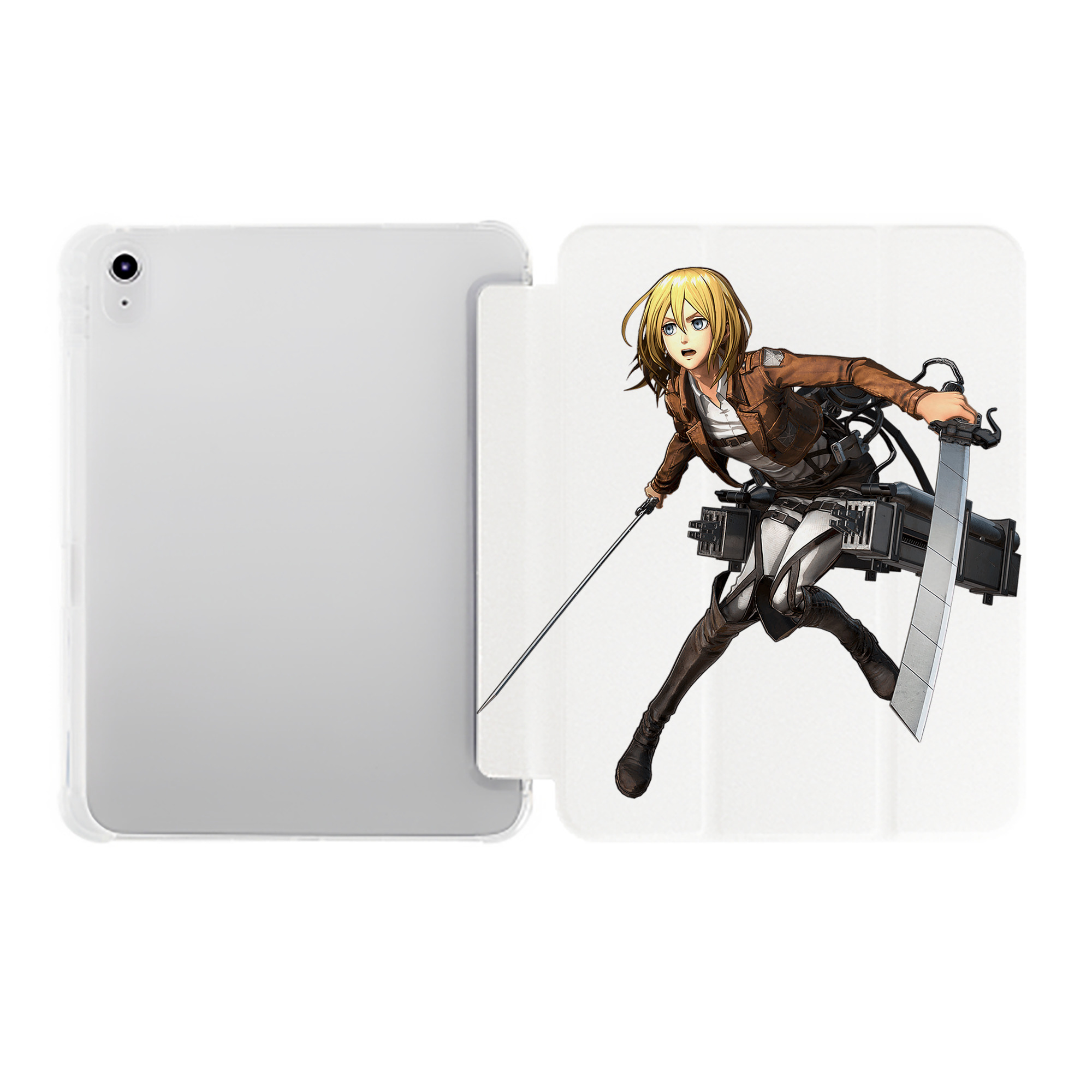 （画像用） 進撃の巨人 クリスタ·レンズ Attack on Titan Christa Lenz IPad ケース ペン収納付き 三つ折りスタンド PUレザー×シリコン 対応機種9.5/10.5/10.9インチ